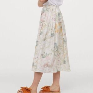 H&M Floral Midi Skirt Boho Bohemian Cottagecore Size 6